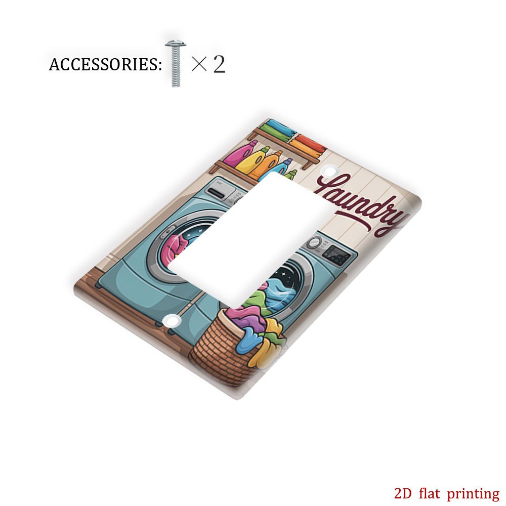 TEMU 1pc [2d Flat Printing] Laundry Shelf Bottle Towel Wash Light Switch Cover, Decorative Wall Plate For Bathroom, Bedroom, And Living Room, Modern
