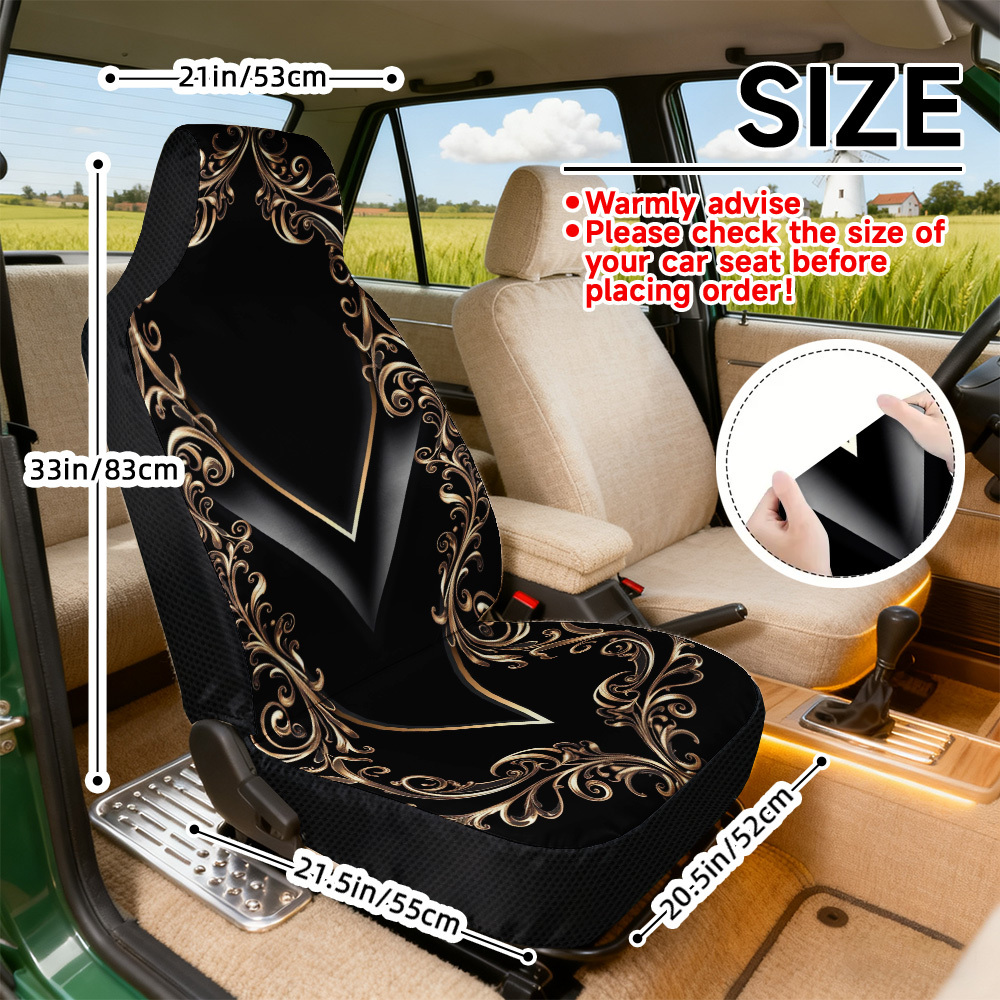 TEMU 2 pièces, Housses de siège auto ornées de doré pour voiture, SUV, , camionnette, pour femmes et hommes, durables et douces, faciles à nettoyer,