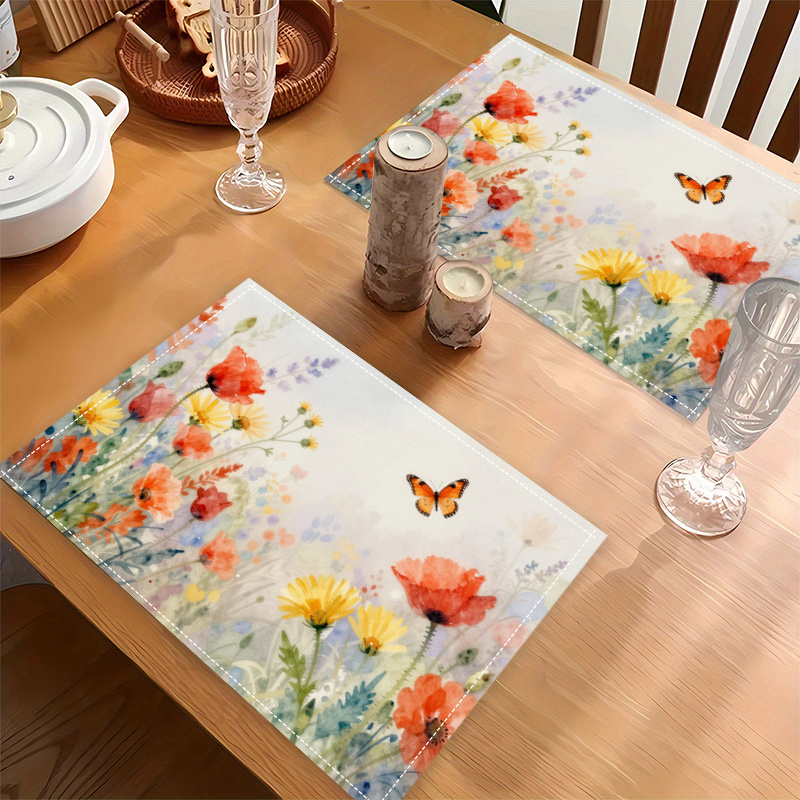 Sets de table printemps papillons et fleurs décoration_voghion.com