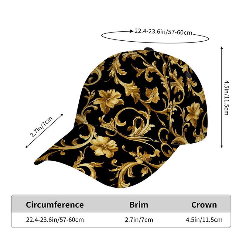 TEMU 1pc Of A Stylish Floral Patterned Classic Baseball Cap - A Lightweight Adjustable Duckbill Hat, Great For Everyday Use, Featuring A Comfortable