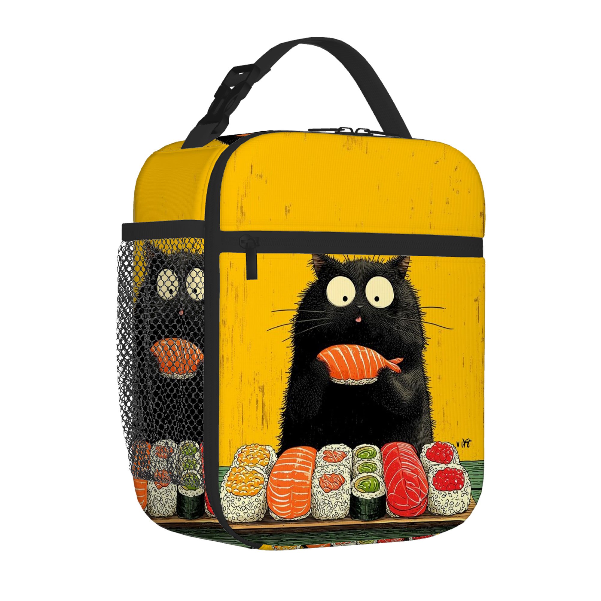 TEMU 1 pezzo, Borsa Termica Stampata con Sushi per un Gatto , Borsa Isolante, Borsa Termica, Senza Contatto con Alimenti, Adatta per Casa, , Ufficio,