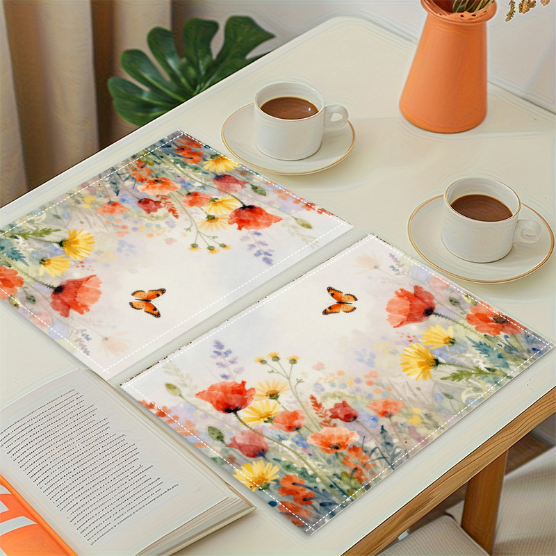 Sets de table printemps papillons et fleurs décoration_voghion.com