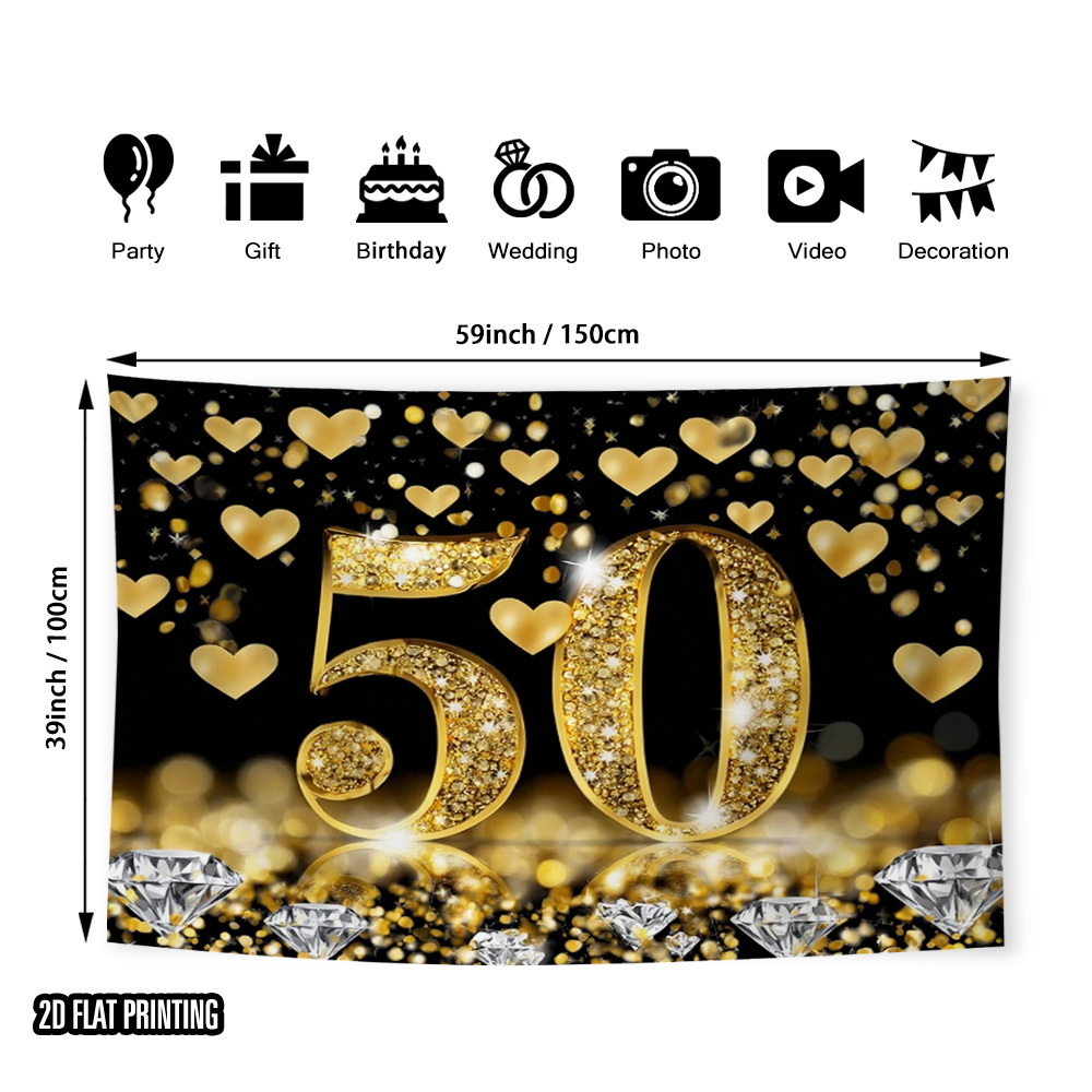 TEMU 2d Flat, 1pc Elegant Anniversary Background Suitable For Wedding Decorations, Birthday Parties, Photo Studio Props - Elegant Centerpiece For 1,
