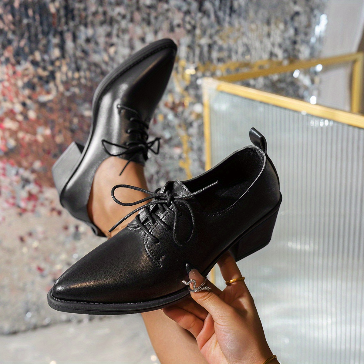 mocasines tacón retro mujer oxford negros cubierta pu Temu Ecuador