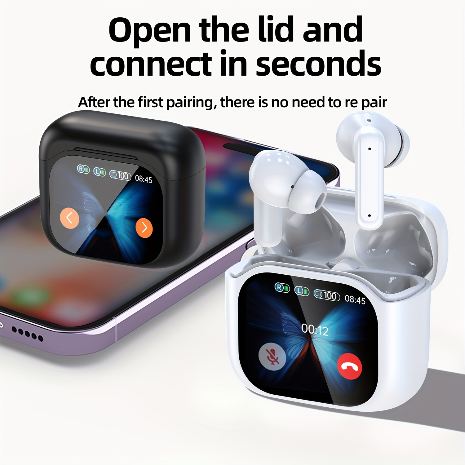 new tws screen display wireless active anc noise cancelling earbuds long   hifi   microphone touch control type c charging case suitable for music gaming sports fitness multi scene applications     tablet earbud