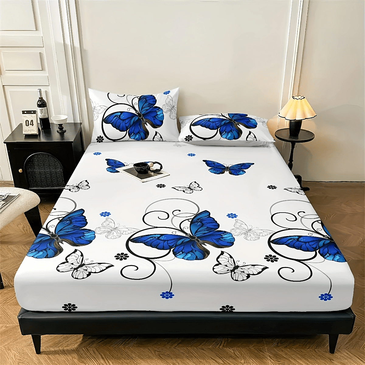 Image of 3pcs Polyester Blue Set / Kit / 2 Pillowcases / 1 Fitted Sheet / Twin Bed / Full Bed / Queen Bed / King Bed - Soft And Skin-friendly / Easy To Care For - For Easy Mattress Placement / Decorative