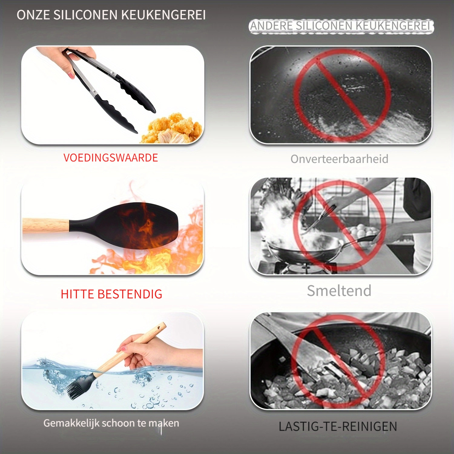 44-delige Anti-aanbak Keukenset met Houten Handvat en Siliconen, Geschikt voor Bakken en Koken, Makkelijk Koken en Bakken, Keukenbenodigdheden, Anti-aanbak Keukengerei, Anti-aanbak Kookgerei, Bakbenodigdheden