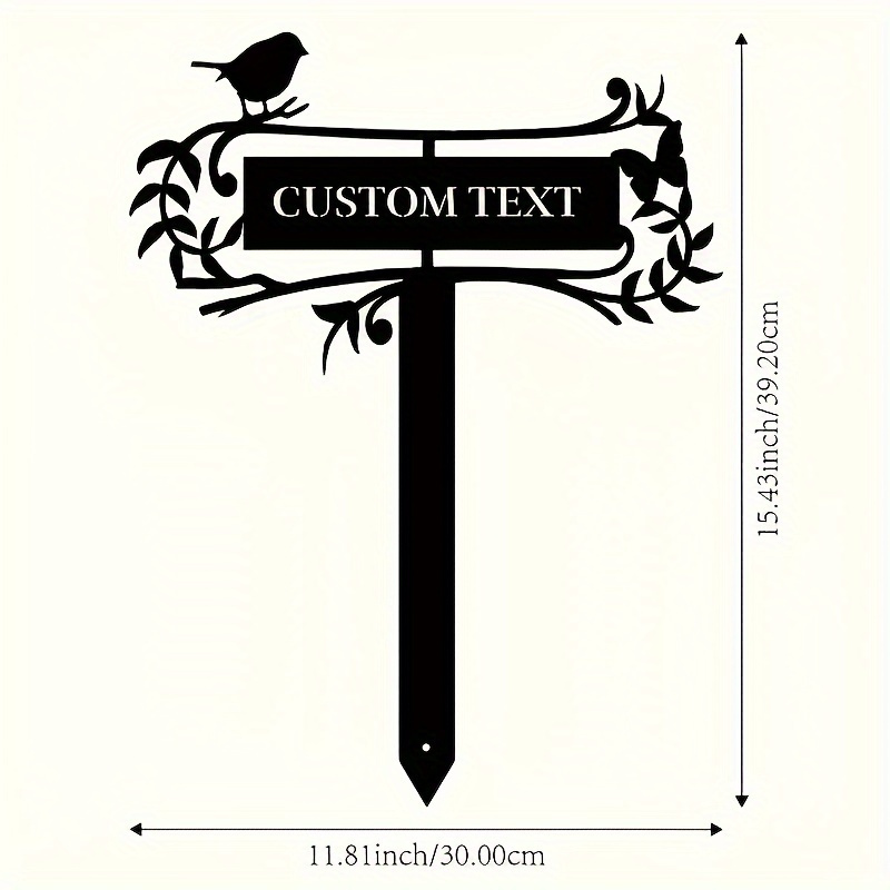 TEMU 1-pack Personalized Metal Garden Stake With Custom Name & Date/text - Wedding Address Sign, Animal-themed Ground-mounted Outdoor Decor Suitable
