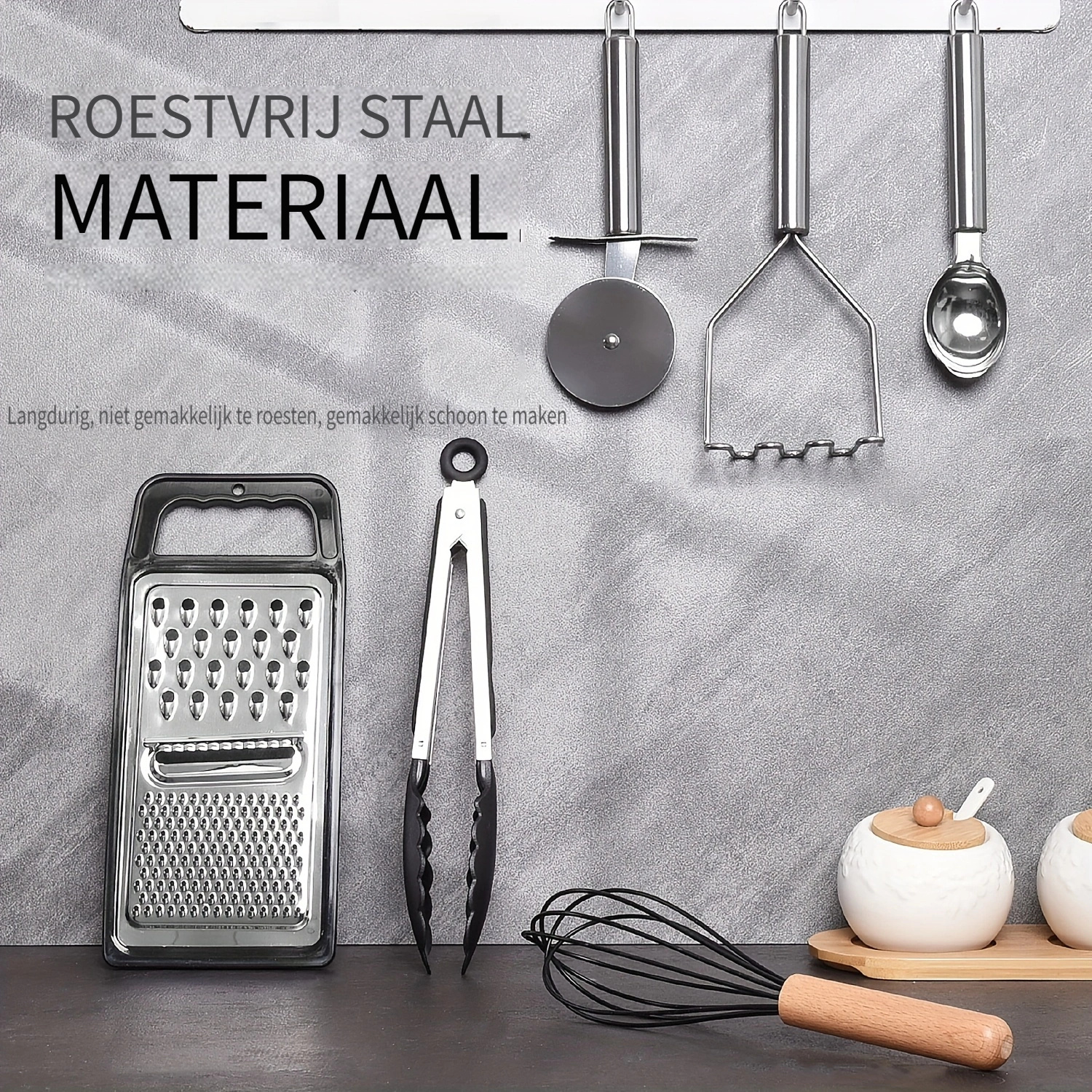 44-delige Anti-aanbak Keukenset met Houten Handvat en Siliconen, Geschikt voor Bakken en Koken, Makkelijk Koken en Bakken, Keukenbenodigdheden, Anti-aanbak Keukengerei, Anti-aanbak Kookgerei, Bakbenodigdheden