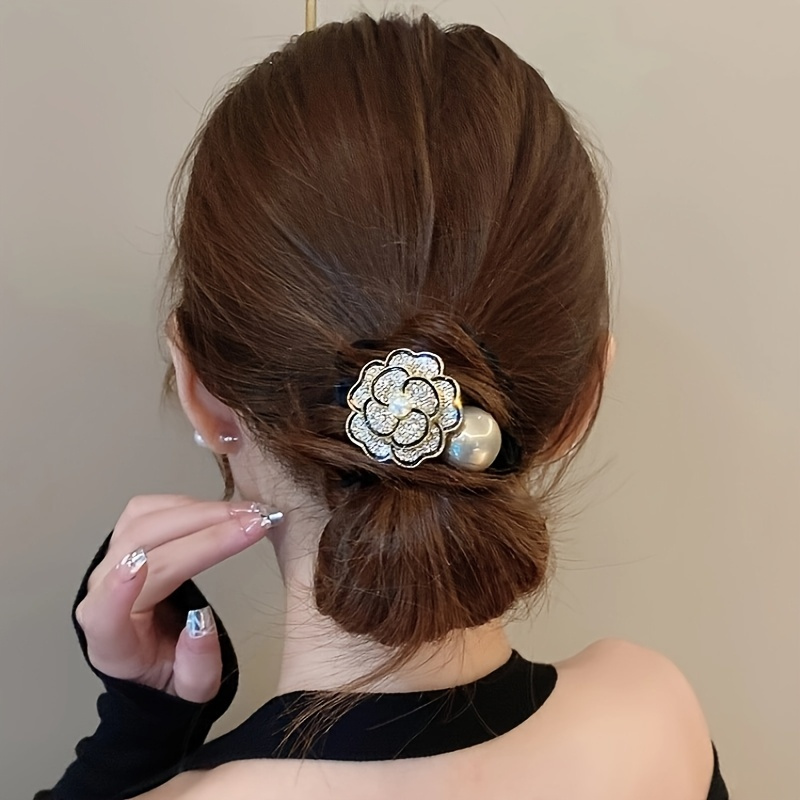 fashion imitation pearl rose hairbands soft fabric solid color embellished with imitation pearl and crystals