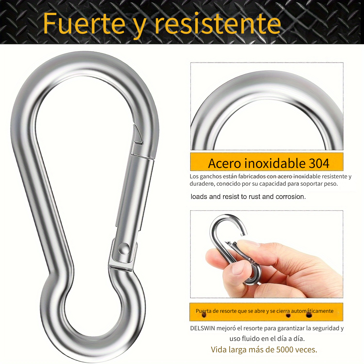 5 Ganchos Giratorios M5 De Acero Inoxidable 304 De Doble Pun