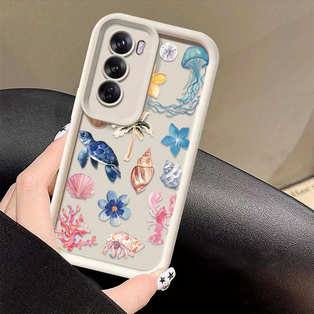 TEMU Ocean-themed Turtle Phone Case Compatible With Galaxy S25, S24, S23, S22, S21, S20 Fe 4g 5g, Featuring A Soft Tpu Back For Drop Protection.