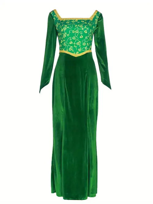 1pc * Role-Playing Dress, Halloween Princess Role-Playing Dark Green Dress, Elegant Princess Dress for Ladies, with Invisible Zipper on The Side 1pc * Role-Playing Dress, Halloween Princess Role-Playing Dark Green Dress, Elegant Princess Dress for Ladies, with Invisible Zipper on The Side