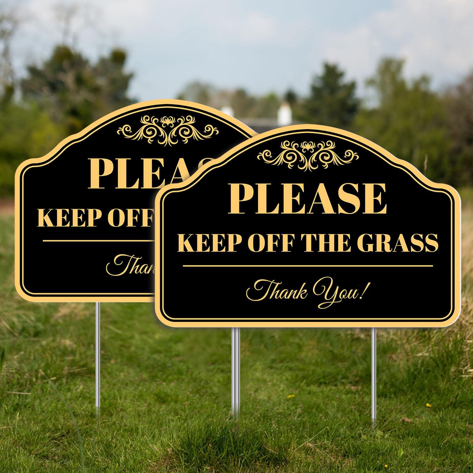 TEMU 2D Plat, 2D Plat 2 Piquets Décoratifs de Jardin, Matériau en Panneau Creux, Panneau de - "Ne Marchez Pas sur l'Herbe, !" - Adapté aux Pelouses