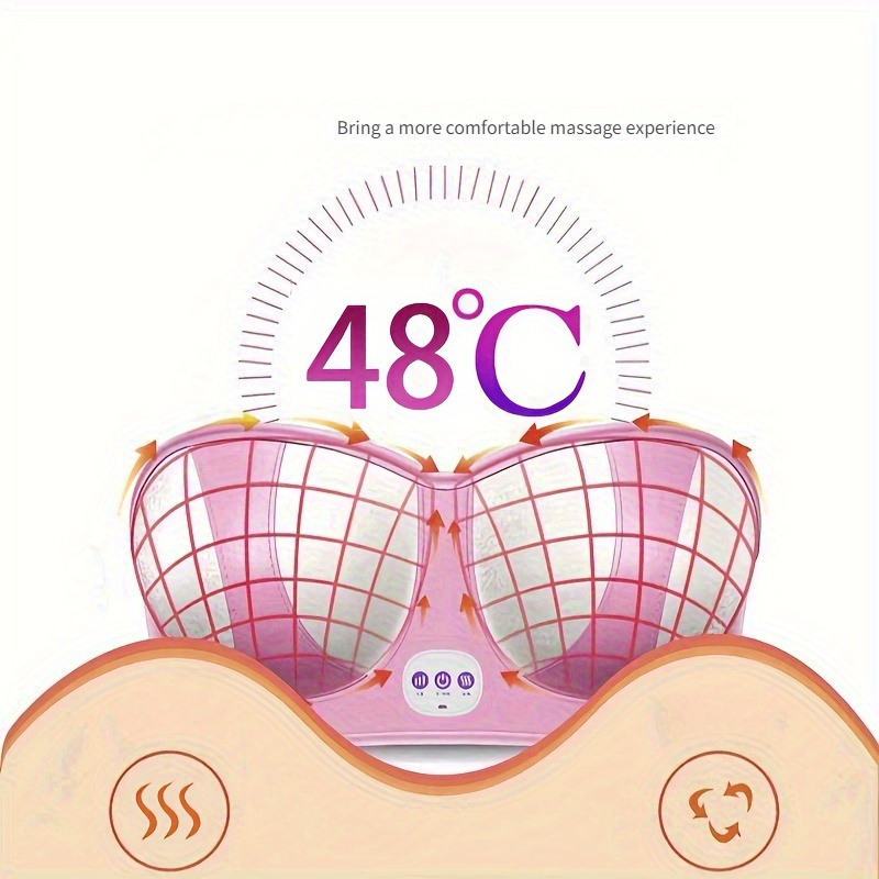 Electric breast massager, multiple vibration modes massage, chest massager with heating, rechargeable chest massager