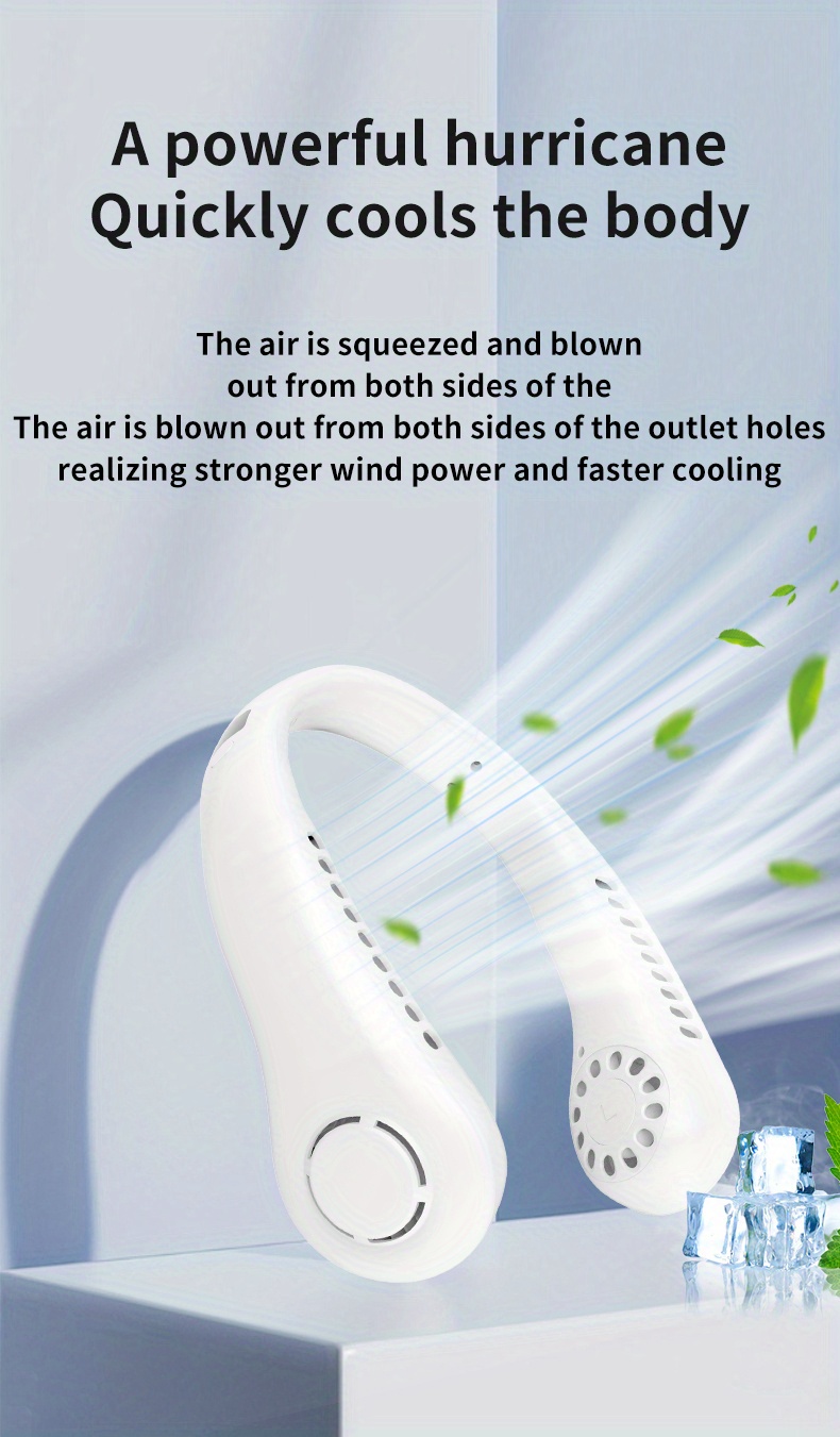 portable neck fan usb headphone fan with   silent leafless design 4 color temperatures long   for office gym travel cooling portable fan   sleek     details 5