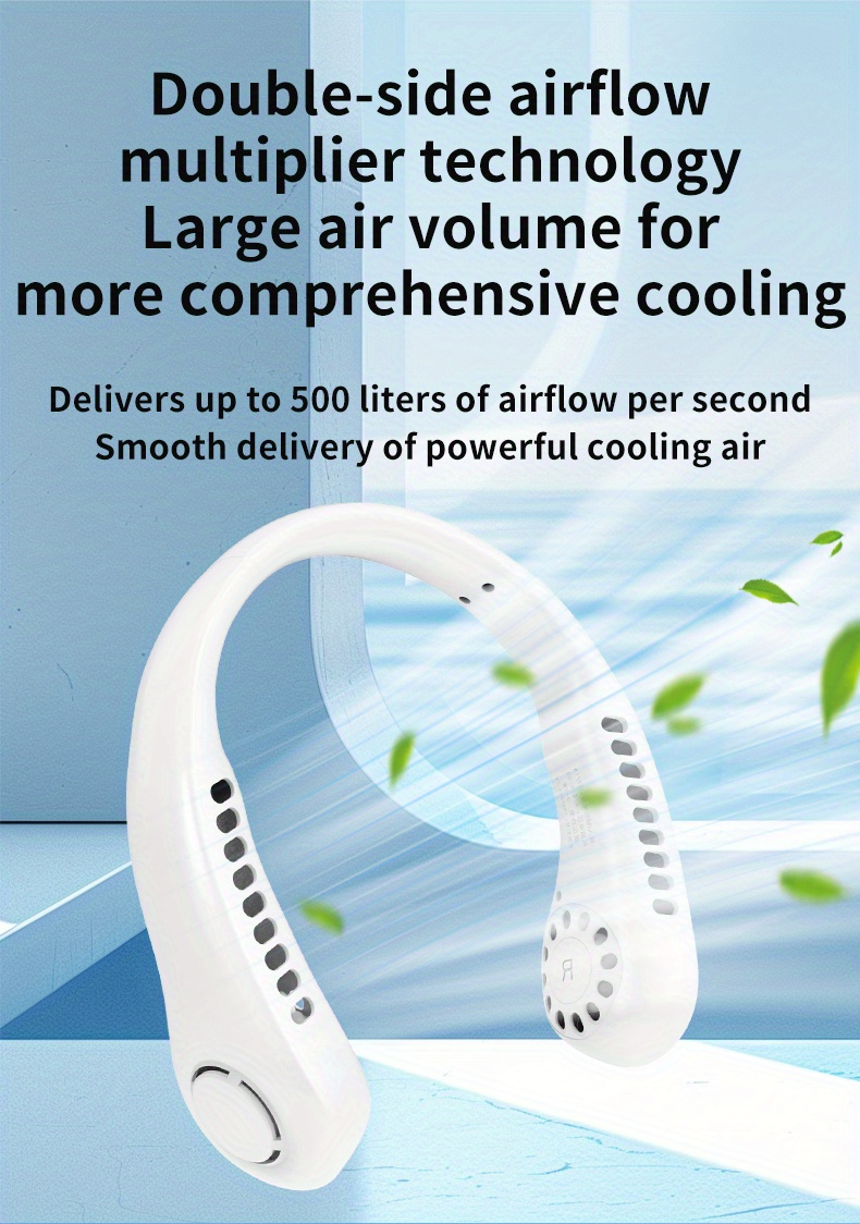 portable neck fan usb headphone fan with   silent leafless design 4 color temperatures long   for office gym travel cooling portable fan   sleek     details 4