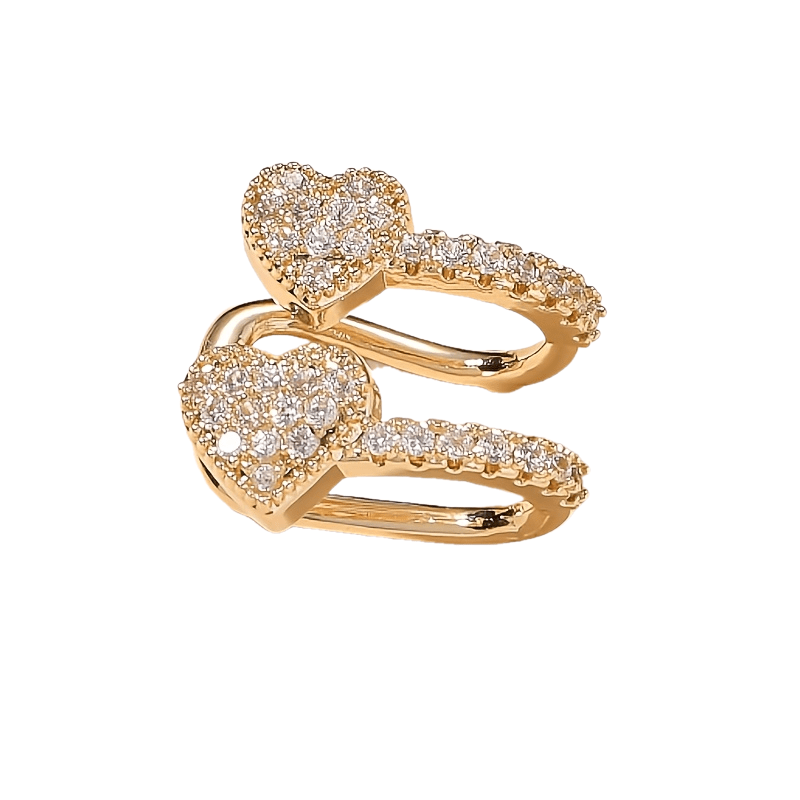 Heart Shaped Copper Ear Clip with Zirconia Inlay