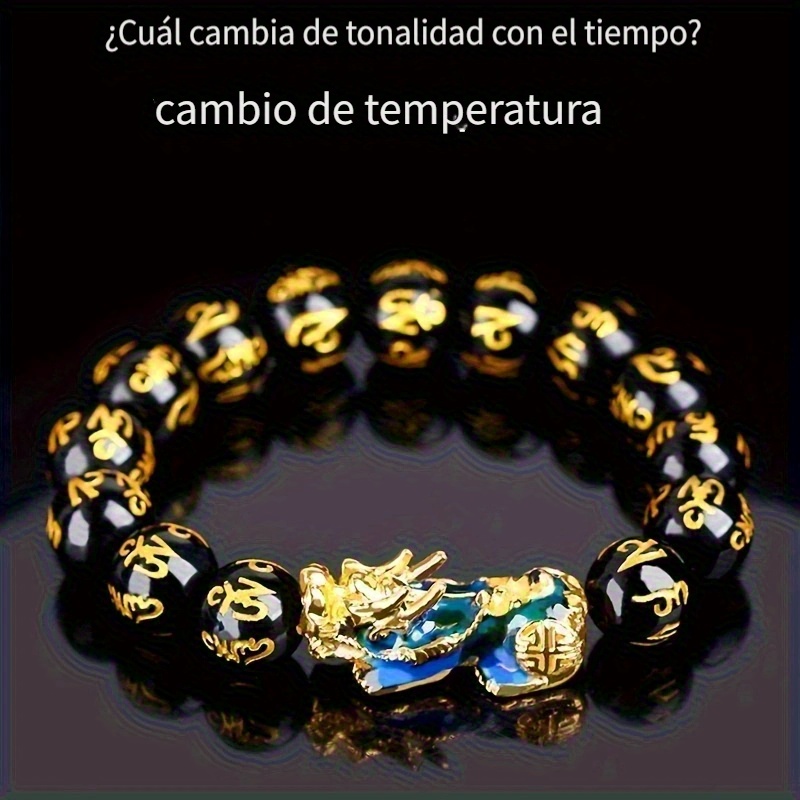 Pulsera de piedra de ojo de tigre con colgante de dragón Pixiu, unisex, trae riqueza y fortuna, pulsera de la buena suerte del Feng Shui.