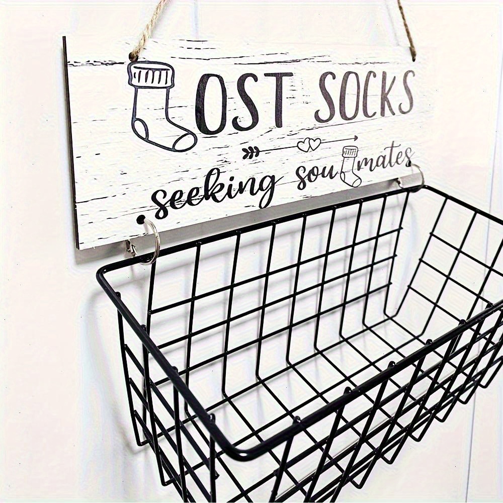 Lost Socks Laundry Sign Metal Mesh Organizer For Socks, Laundry Room Decor Lost Socks Laundry Room Wall Decor Socks Basket Perfect For Decor