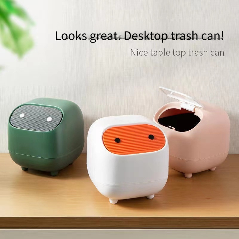 desktop trash can matching garbage bags bedroom office mini storage bin with lid push down car tissue basket 1