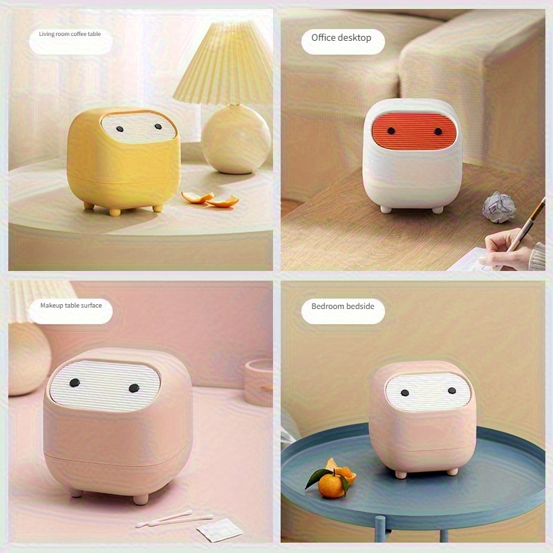 desktop trash can matching garbage bags bedroom office mini storage bin with lid push down car tissue basket 3