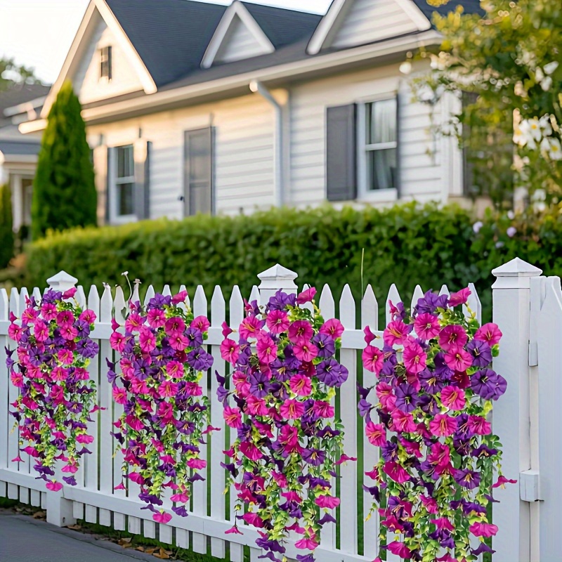 4pcs uv resistant artificial   hanging vines vibrant   green   flowers for outdoor garden decor weddings office and holidays   st patrick s day easter thanksgiving mother s day father s day no container included holiday decor realistic   uv resistant flowers artificial outdoor flowers