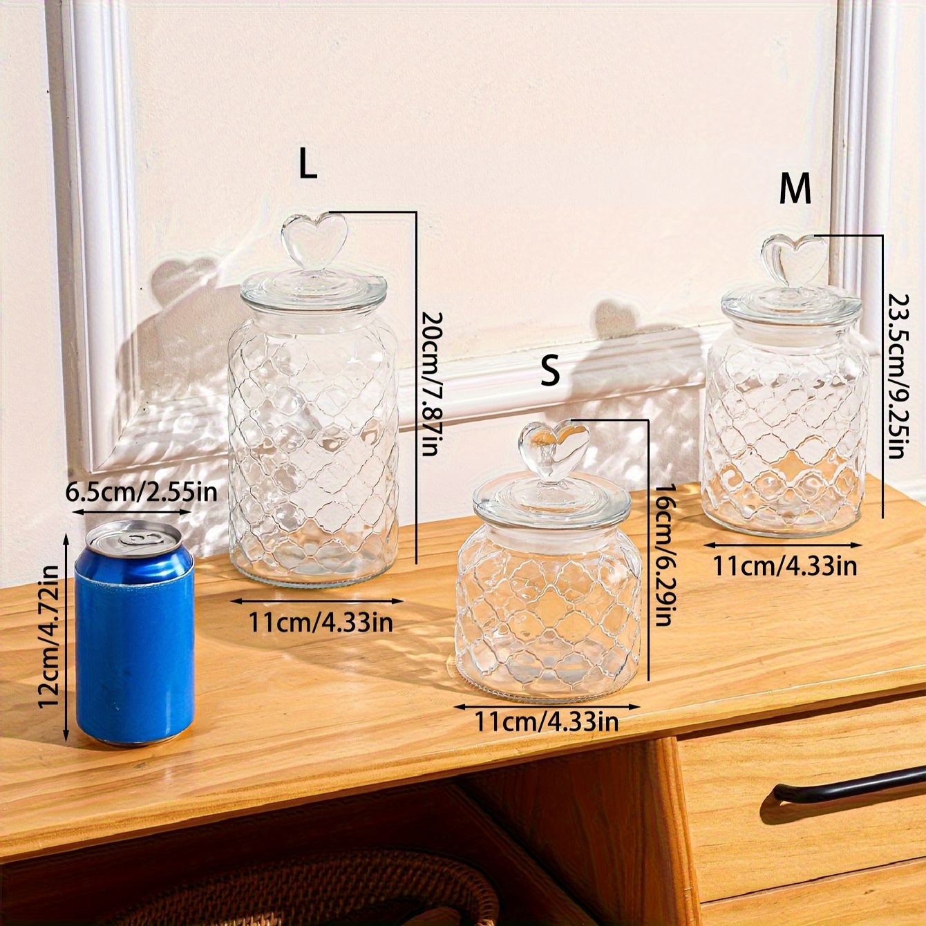 1個のガラス瓶 ハート型の蓋付き 再利用可能な の保存容器 乾燥