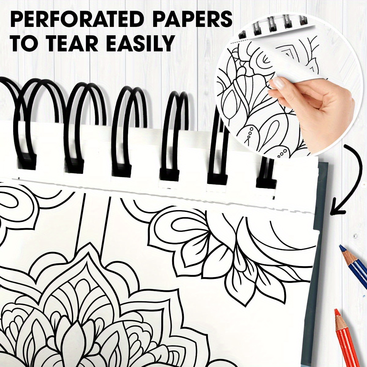 TEMU 1pc A Mandala Coloring Book Designed For Stress Relief, Featuring 30 Unique Patterns And Measuring 11.2x8.3 Inches. An Ideal Small Present For ,