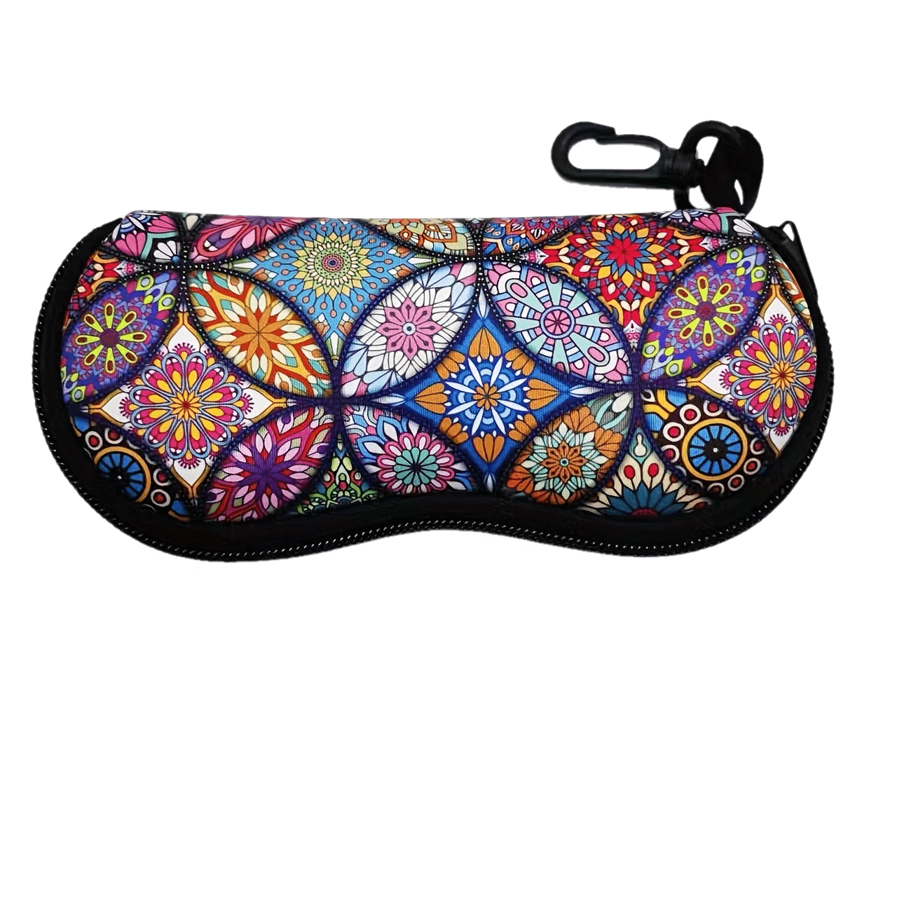 E-shop 1 Stück Mandala-Druck Brillenetui mit Reißverschluss – Leichte Neopren-Eyewear-Tasche mit lebendigem Blumenmuster, für alle Größen geeignet,
