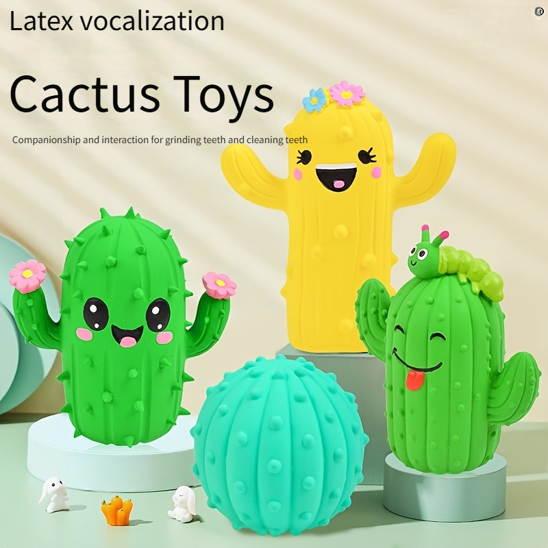 dog squeaky toy latex cactus dog chewing toy latex puppy toy with puppy toy  - pet supplies - Temu