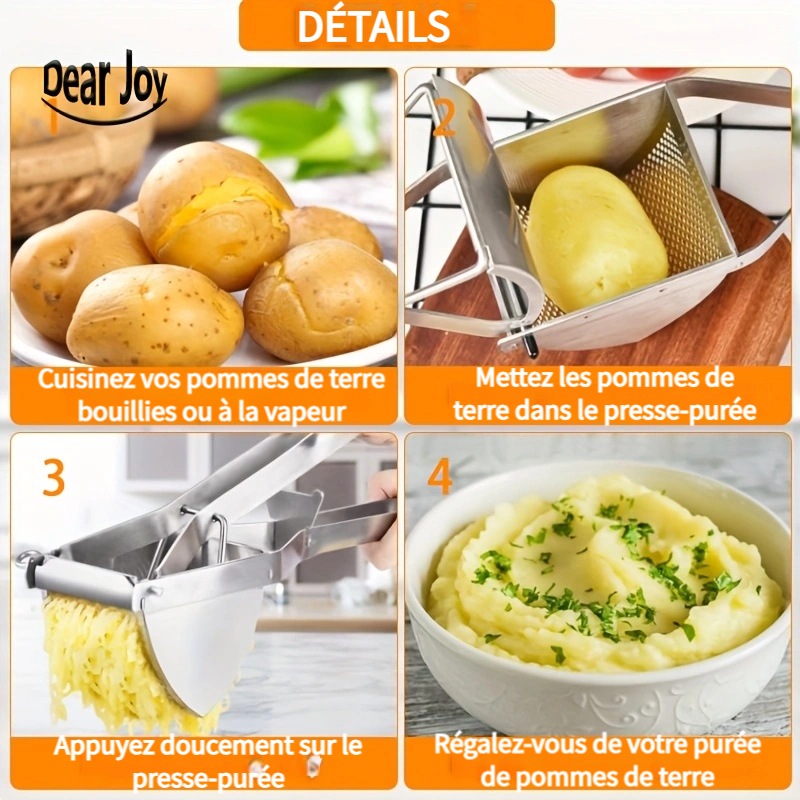 Moulin A Légumes Manuel Presse-purée Manuel En Acier Inox – 33 Cm, Pour Pommes De Terre, Légumes, Fruits Presse-purée Pommes De Terre Carottes Fruits