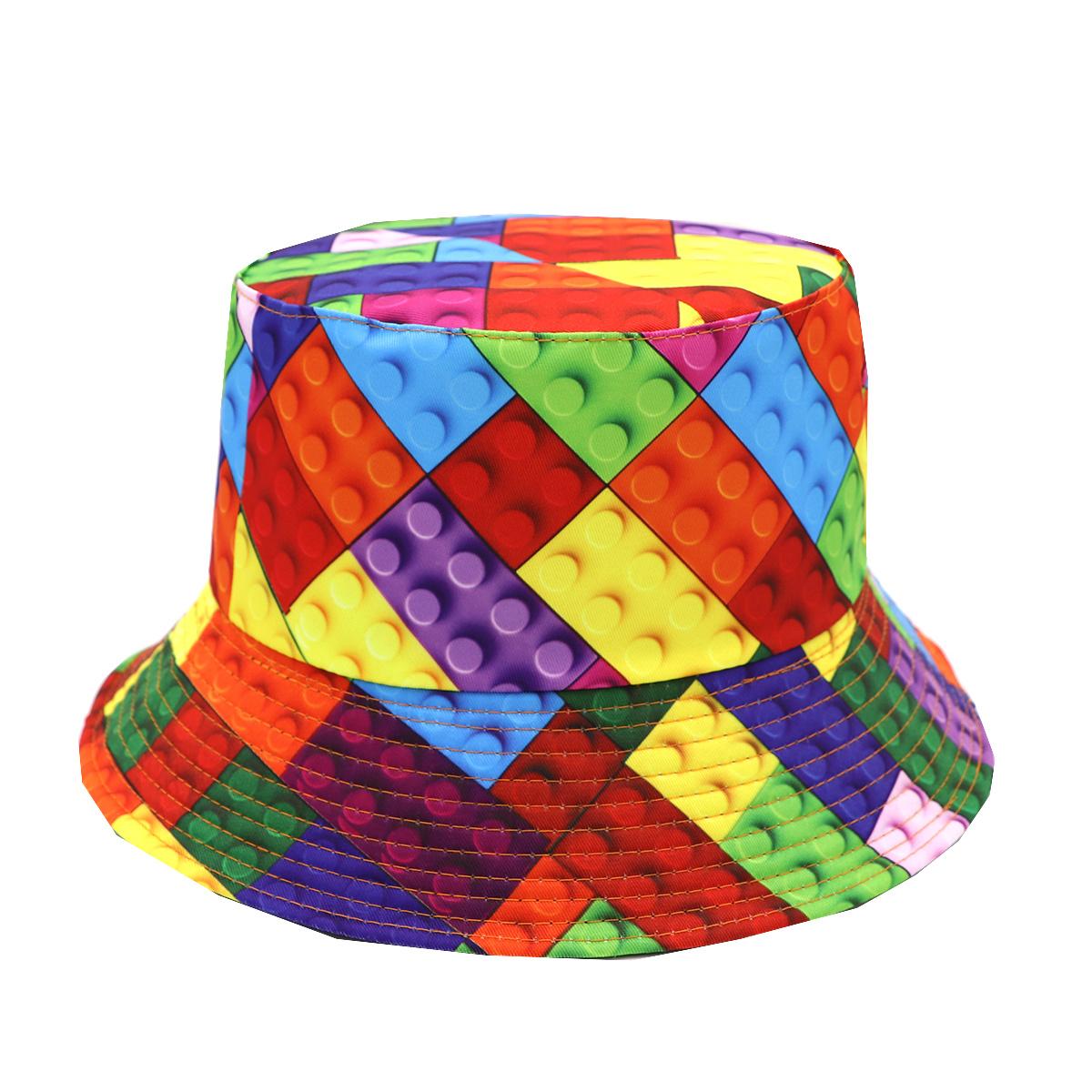 A Casual Y2k Style Colorful Block Pattern Printed Hat, Lightweight For Outdoor Use, Perfect For Vacation Parties