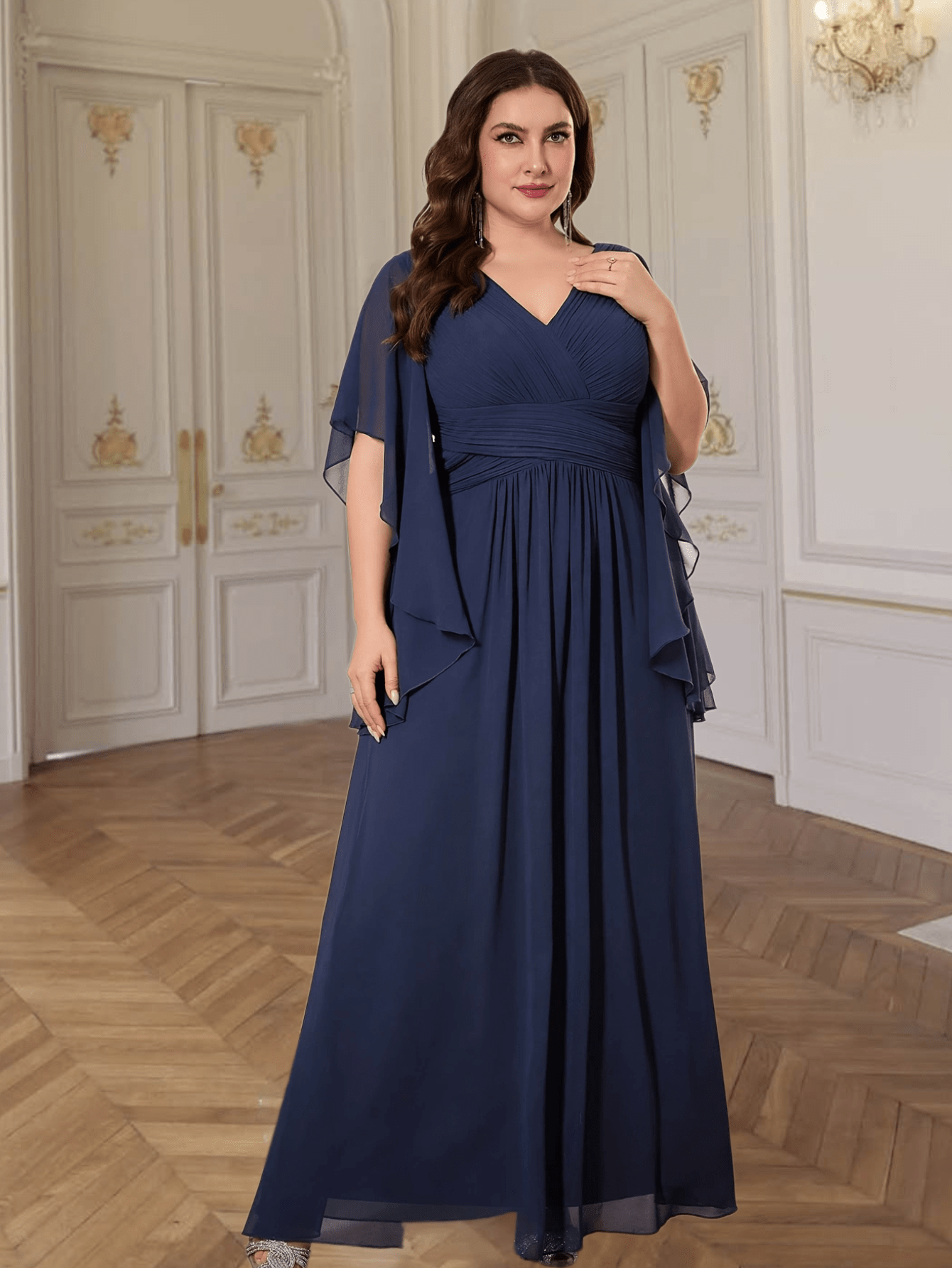 navy bridesmaid dresses ireland plus size irregular sleeve waist pleated chiffon long addbf24 Olive Green Asymmetric One Size:10 US Line skirt with a