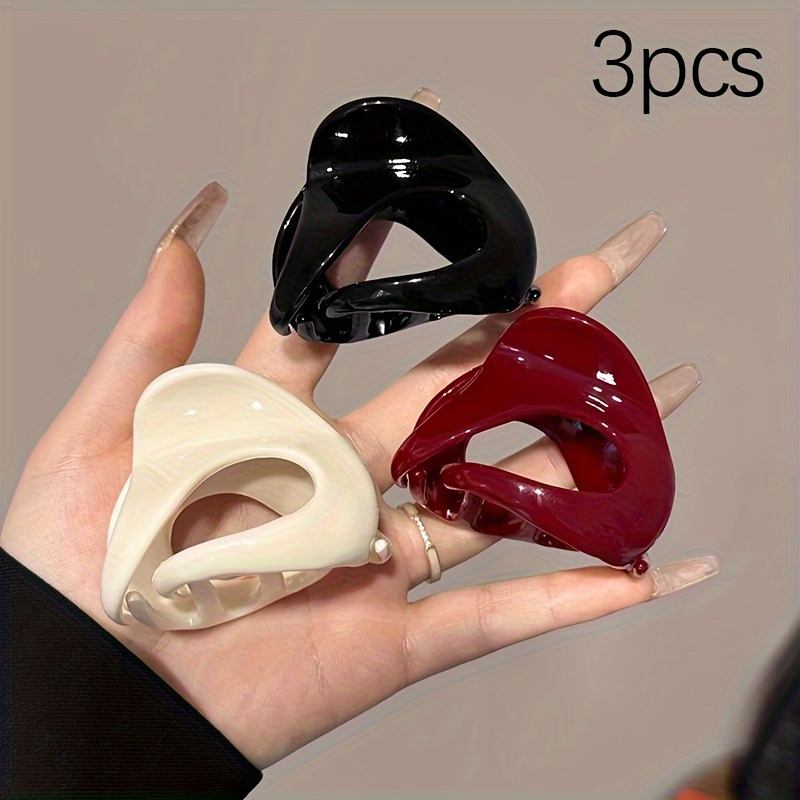 3pcs Oval Hairpin Medium Shark Teeth Tail Hair Clip Daily Commuter Valentine's Day Gift Cute Minimalist