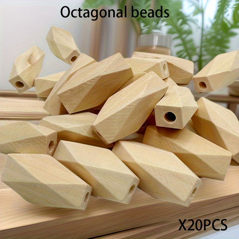 20 Octagonal Beads, Light Brown With A Center Hole, Suitable For Making, Very Suitable For Making Bracelets And Necklaces, Jewelry Making Beads (40*16mm/1.57*0.63 Inches)