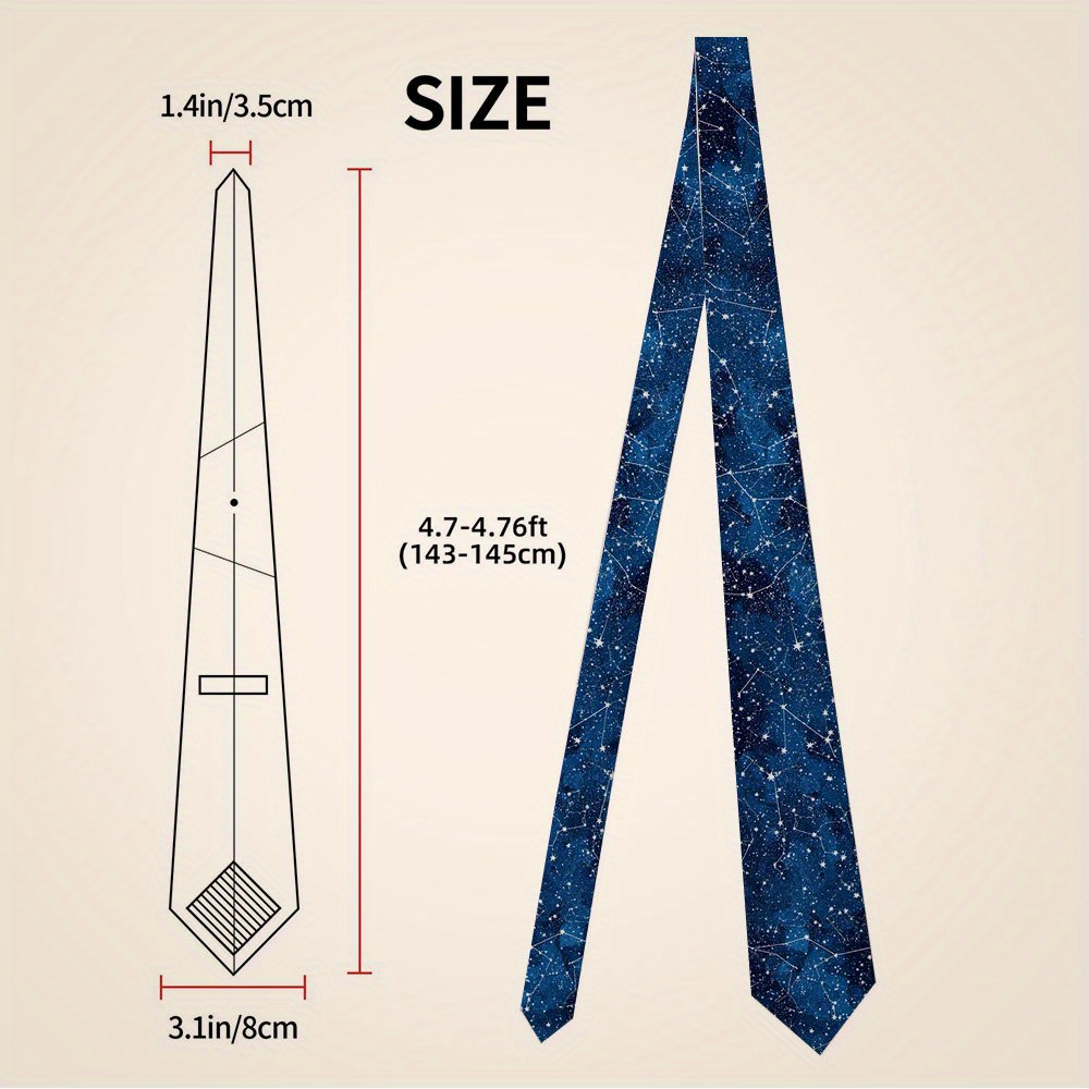 TEMU 1pc Starry Constellations Tie, Excellent For Meetings, Client , And Upscale Evenings, Pairs Well With Suits Or Vests, Elegantly