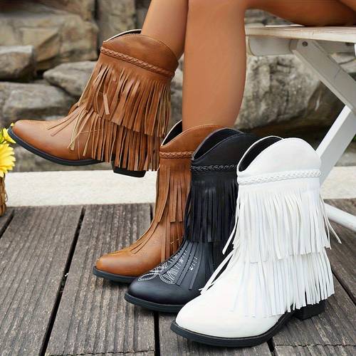 womens solid color double tassel shoes