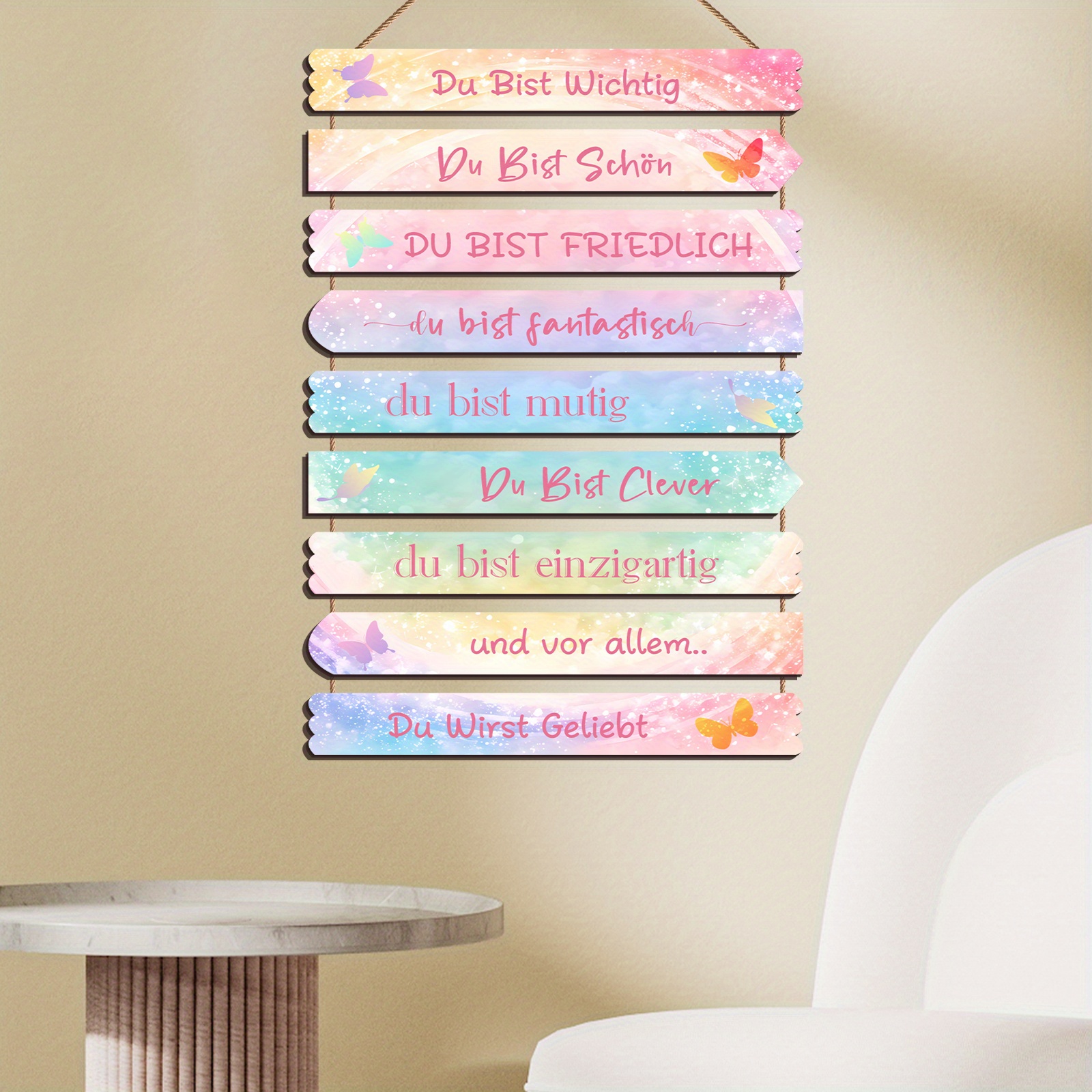 German Motivational Wall Plaque With German Quotes - Wood Sign Suitable For Home, Classroom, Office Decor - German Wall, Housewarming Gift, Material (wall-mountable)