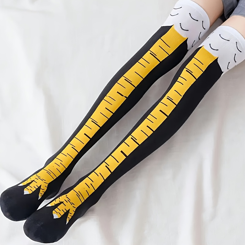 Image of A Pair Of Funny Chicken Claw Knee Thigh Socks, Funny Animal Role Playing Knee Socks, Women's Socks