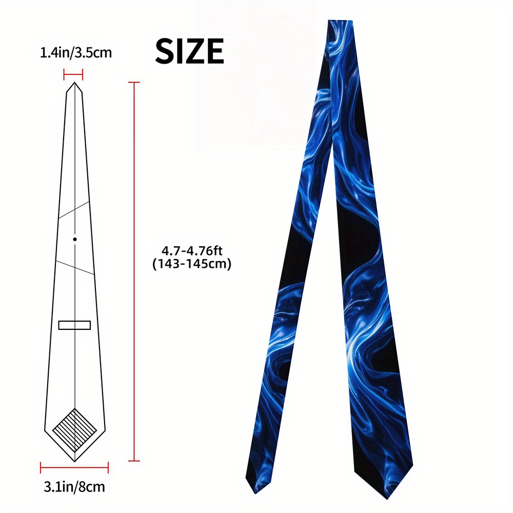 E-shop 1 Stück Herrenkrawatte - Blaue Flammen--Kunstdesign, Handwäsche Polyester, 2400-Dichte Lebendiger Druck, Unisex Casual & Formelle Kleidung,