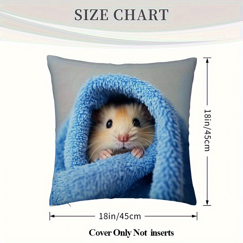 1pc cozy hamster in blue towel throw pillow cover 18x18 inch