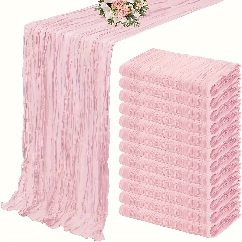 TEMU 12pcs Elegant Polyester White Tablecloth Set - Small Table Runner, Durable Fabric For Weddings, Birthdays, Home Decor - Rectangular, Polyester
