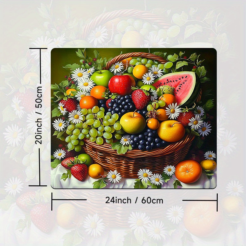 TEMU 1pc, Dish Drying Mat, Bathroom Pad And Washing Machine Dust Cover Mat Fruit Encyclopedia For Tabletop Protection, Home Kitchen Table Decor,