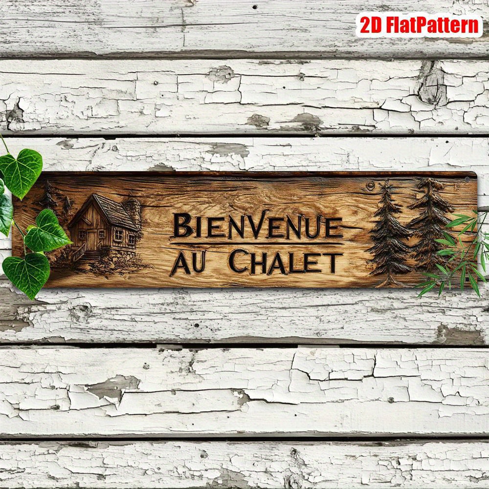 TEMU 2D Plat, 2D Plat - Un panneau métallique 2D mesurant 10,01 x 39,98 cm, avec un design vintage indiquant ' AU '. Convient pour une utilisation en