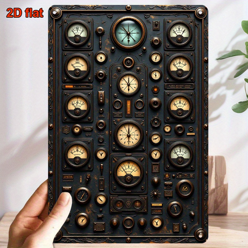TEMU 2d Flat, A Gift Suitable For All - [2d Flat] Vintage Steampunk Style Wooden Sign With A Dashboard Control . Suitable For Decorating Places Such