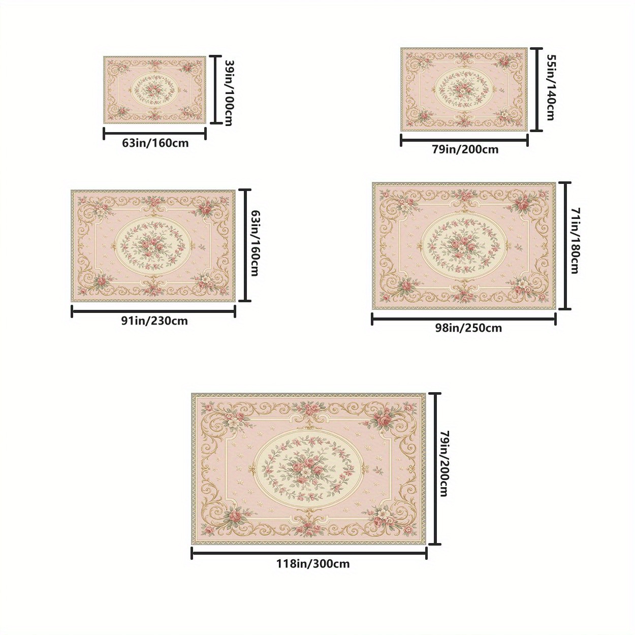 Light Pink Bohemian Style Persian Pattern Outdoor Mat