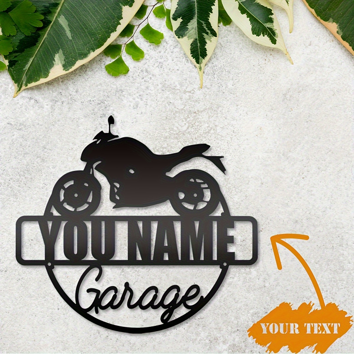 TEMU Customizable Black Iron Motorcycle Name Plate - Personalized "you Name" Garage Wall Art, Biker's Gift With , Ideal For Home, Office, Or Outdoor