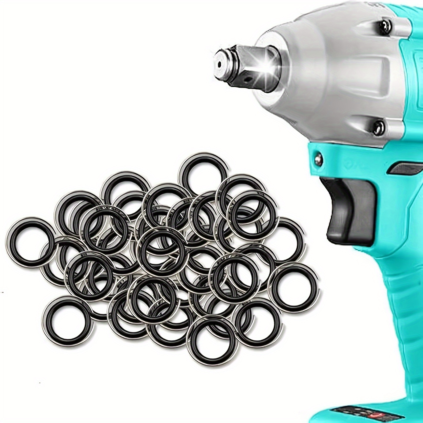 Image of 20pcs Of Stainless Steel Retaining Ring Clamp, Rubber Sleeve Pad, Anti-disengagement O-ring Sleeve, Suitable For Impact Wrench, Equipped With Compatible 1/2 Inch Drive