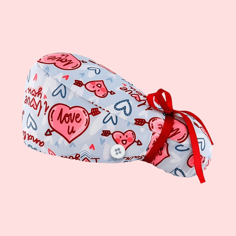 TEMU Gorro de enfermera ajustable para cabello largo, gorro de trabajo estampado, gorro de trabajo no elástico para cabello largo con estrellado y
